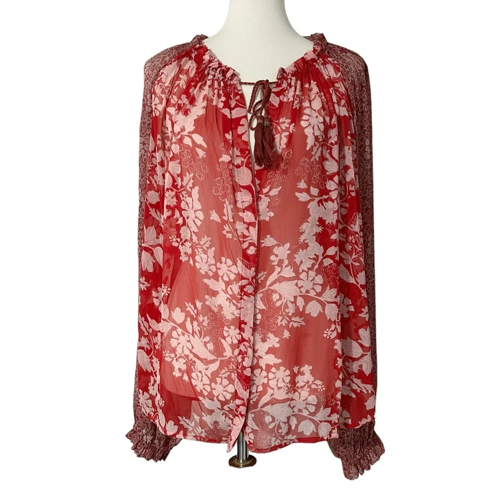 Free People Hendrix‎ Printed Top in Red
